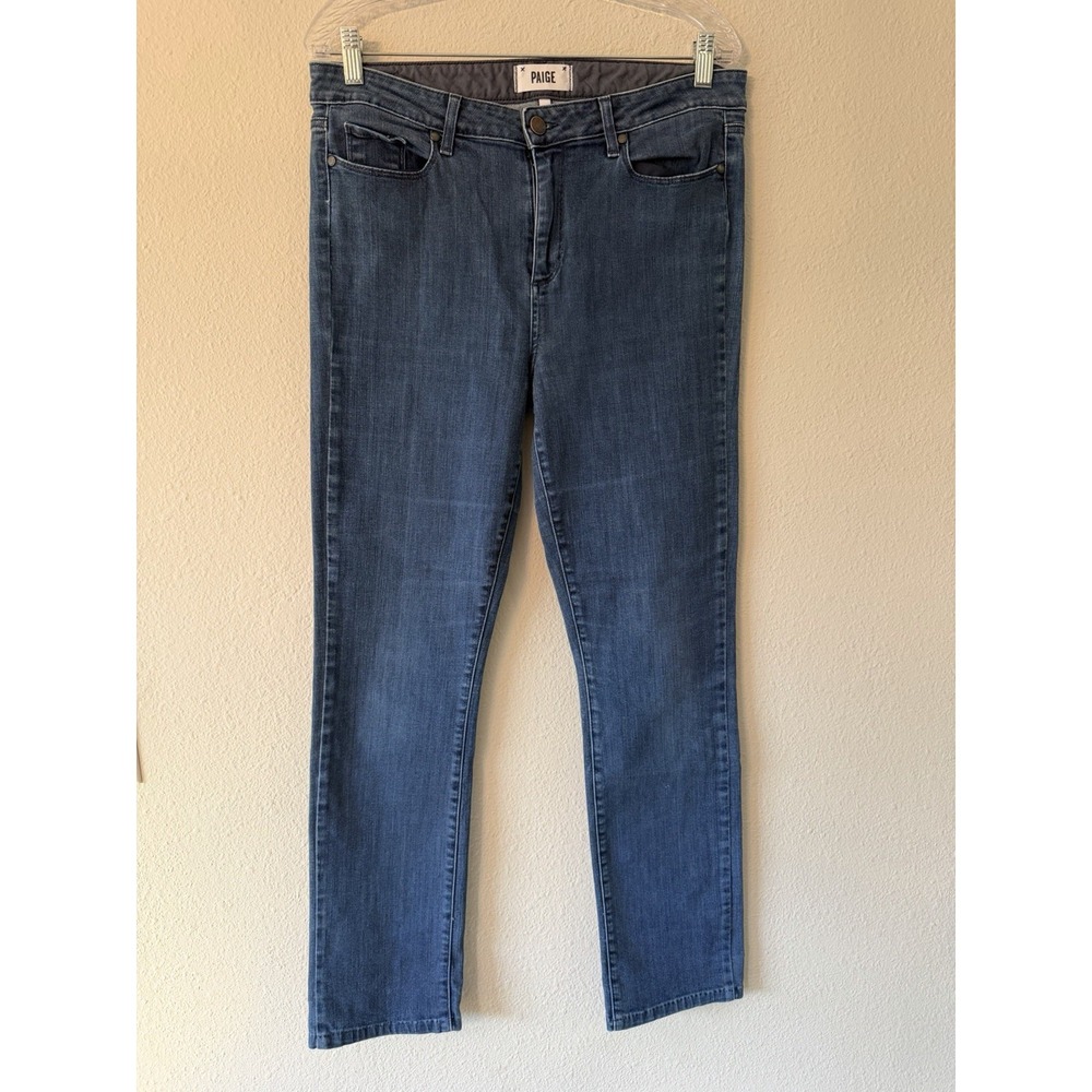 Paige Jeans Womens 32 Blue Denim Hoxton Straight Leg Bottoms Stretch Elevated
